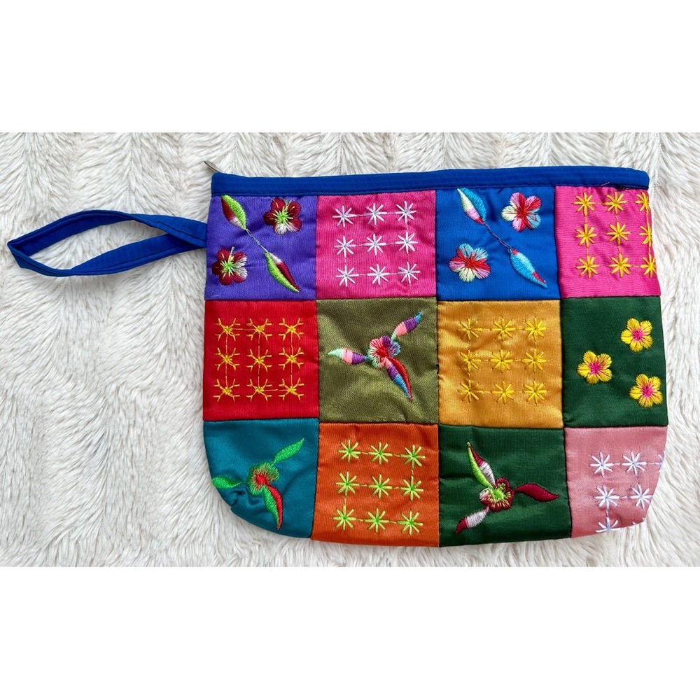 NEW Colorful Flower Embroidered Clutch Bag